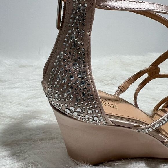 Jewel Badgley Mischka Pink Rhinestone/Crystal Wedge‎ Heel -- 7 - Picture 10 of 13